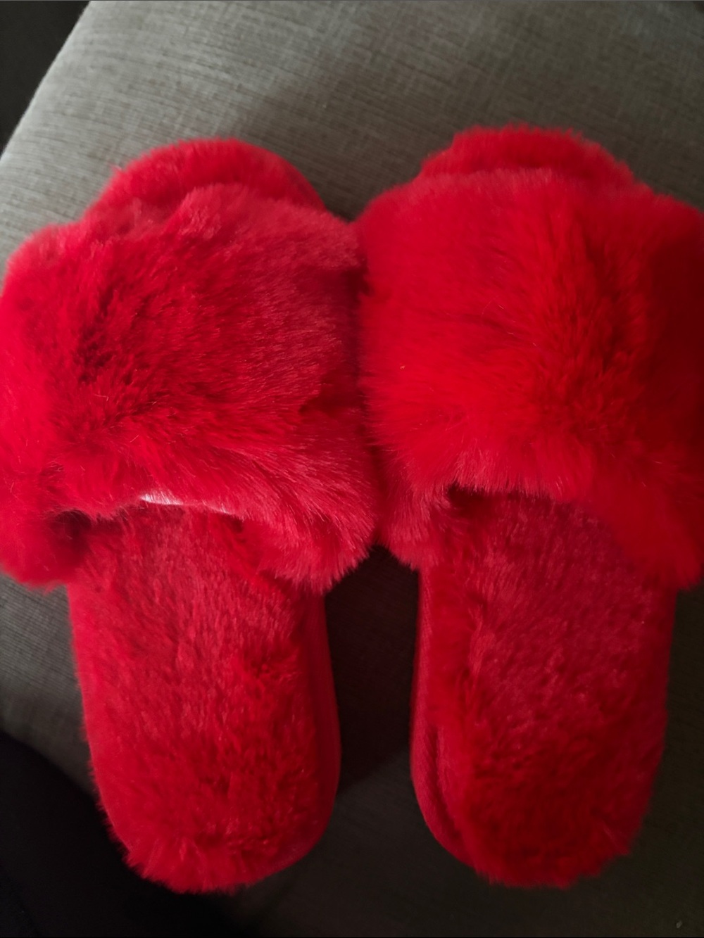 INC International Concepts Red Plush Slide Slippers - Picture 3 of 4